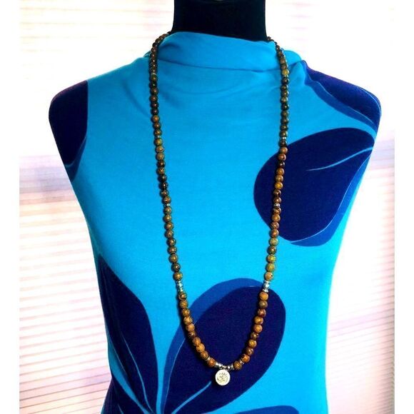 Tibetan Buddhist 108 Wood Beads Mala MultiLayer Om Charm Necklace OS - Picture 7 of 7